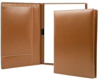 Schreibmappe DIN A4, incl. Memoblock CAMBRIDGE Top Grain Rindleder hellbraun